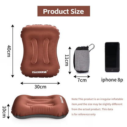 PACOONE Portable Inflatable Pillow Camping Equipment Compressible Folding Air Cushion Outdoor Protective Tourism Sleeping Gear