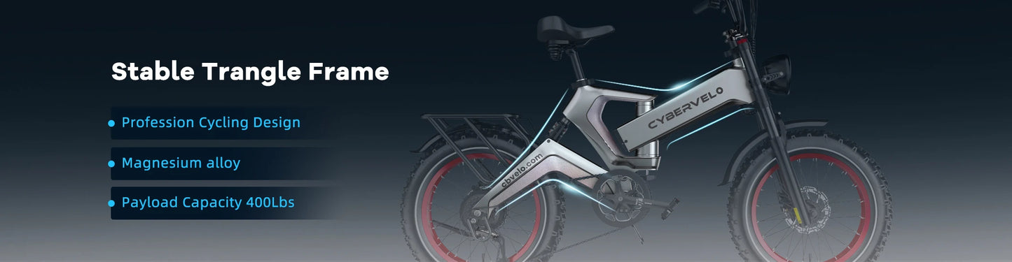 Cybervelo EK6 Peak 2000W 20"x4.0” Fat Tire Folding Electric Bike, 35MPH 100Miles ,48V 25Ah Build-in Battery, Foldable Ebike