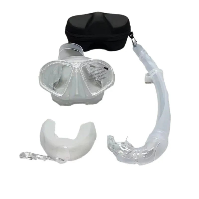 Adult Liquid Silicone Professional Snorkeling Two-Piece Set Waterproof and Fog-Proof Diving Goggles Mask and Snorkel Set