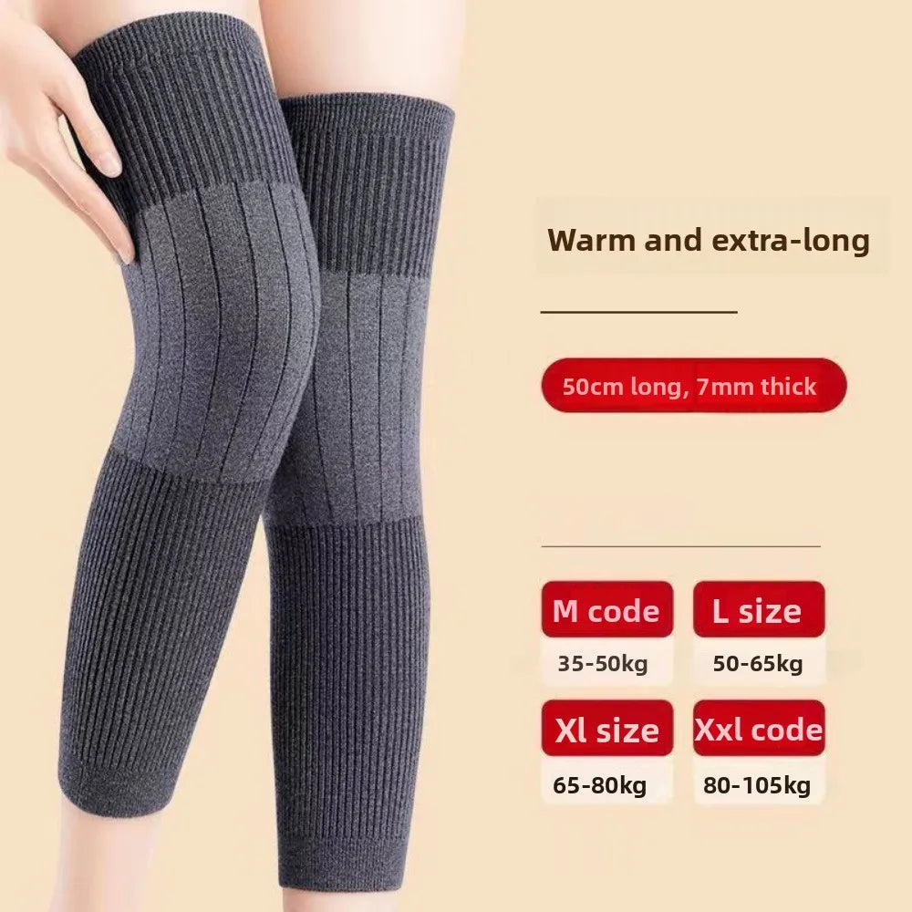 New Plus Velvet Winter Knee Pads Universal Windproof Coldproof Warm Knee Sleeve Thickened Elastic Leg Sleeves Unisex