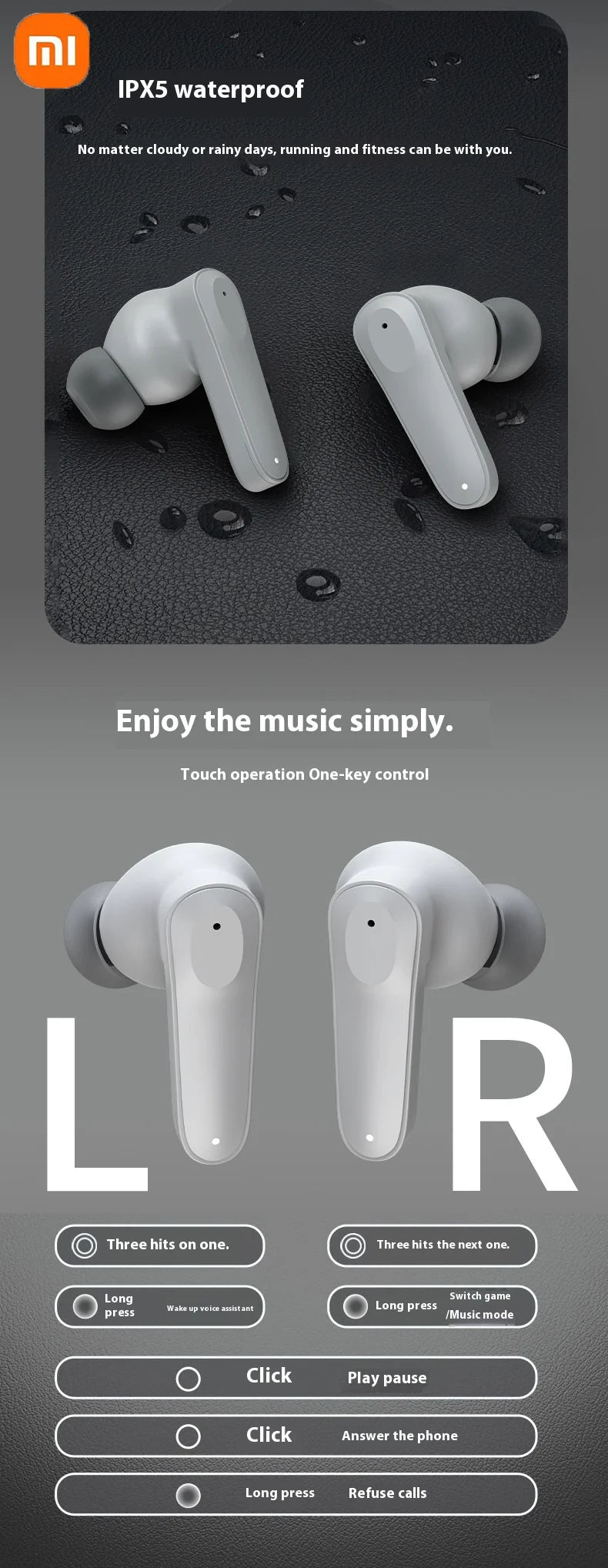 Xiaomi Redmi A98 Wireless Earphones Bluetooth 5.4 Earphones, HD Call Sound Quality Convertible Language Mode in Ear
