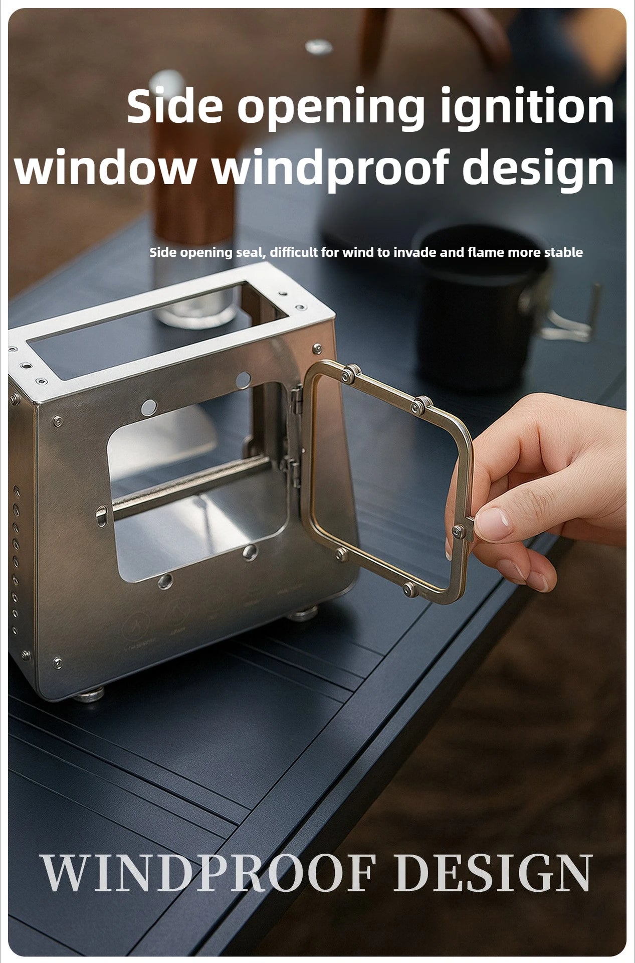 MOUNTAINHIKER Outdoor Camping Portable Burning Platform Stainless Steel Mini Firewood Stove Lightweight Small Observation Stove