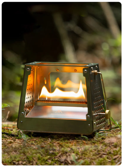 MOUNTAINHIKER Outdoor Camping Portable Burning Platform Stainless Steel Mini Firewood Stove Lightweight Small Observation Stove