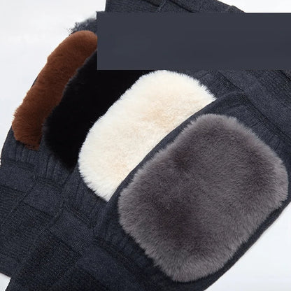 1 Pair Winter Warm Knee Pads Thickened Rabbit Fur Leg Warmer Pads Band Non-Slip Cold-proof Velvet Arthritis Knee Brace Pad