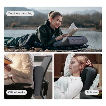 FLEXTAIL Inflatable Camping Pillow, Ergonomic Pillow for Travel and Home, Lightweight and Washable, Two Height Options