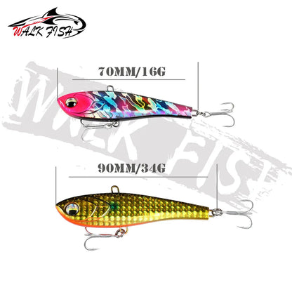 WALK FISH 1Pcs 79/90mm 16/34g Winter Bait Long Casting Hard Vibration Ice Fish Bass Artificial Bait Luya Bionic lure Fresh water
