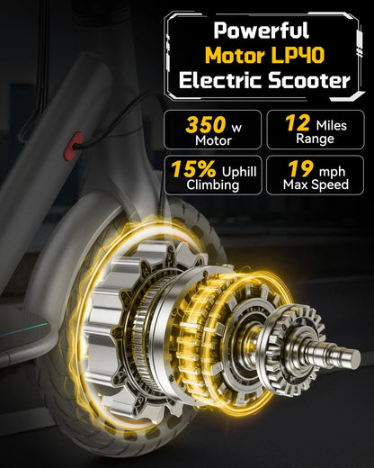 LADPED LP40 Electric Scooter 350W 19mph APP Smart Control 4 Speed Modes Foldable Electric Scooter 16miles Max Range for Adult