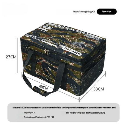 30-42L Waterproof Tactical Camping Storage Bag Insulated Folding Box Outdoor Gear Organizer for Picnic Tableware Field Equipment