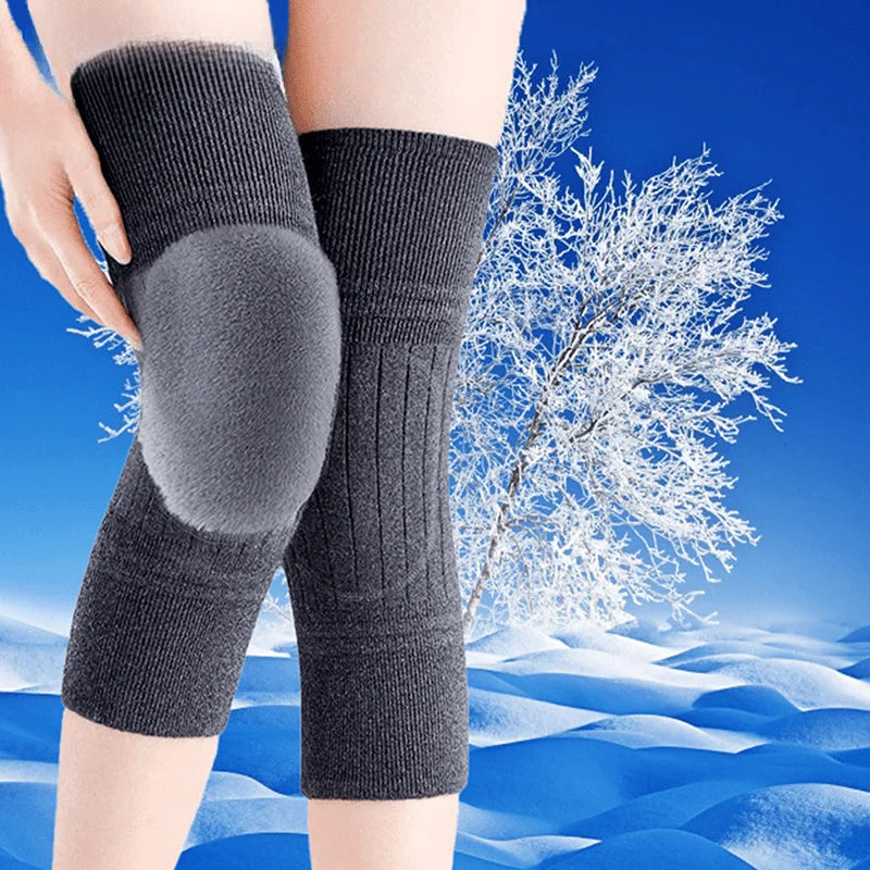 1 Pair Winter Warm Knee Pads Thickened Rabbit Fur Leg Warmer Pads Band Non-Slip Cold-proof Velvet Arthritis Knee Brace Pad