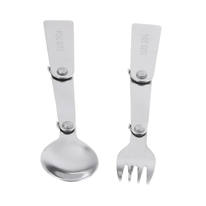 1Pc/3Pcs Portable Outdoor Cutleries Stainless Steel Spoon Fork Chopstick For Camping Travel School Use Folding Tablewares