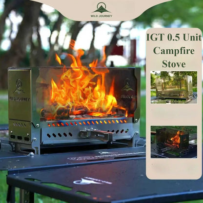 SmiloDon Camping Folding Brazier IGT Half-Unit Bonfire Stove Desktop Campfire Furance Windproof Firewood Stove Outdoor Heater