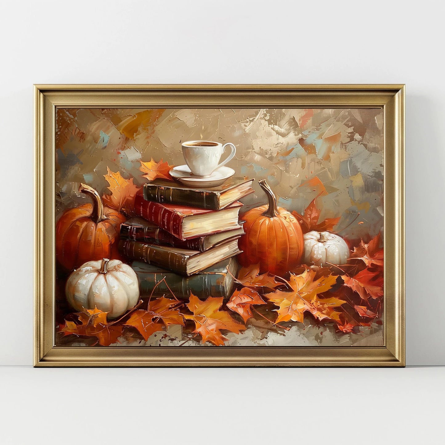 Autumn Leaves Pumpkins Print Poster Fall Home Bedroom Living Room Decor Autumn Vibes Decor Canvas Painitng Thanksgiving Gift