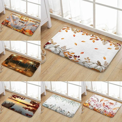 Fall Pumpkins Maple Leaf Autumn Harvest Thanksgiving Carpet Mat Rug Non Slip Home Decor for Bathroom Bedroom Kitchen Bathtub