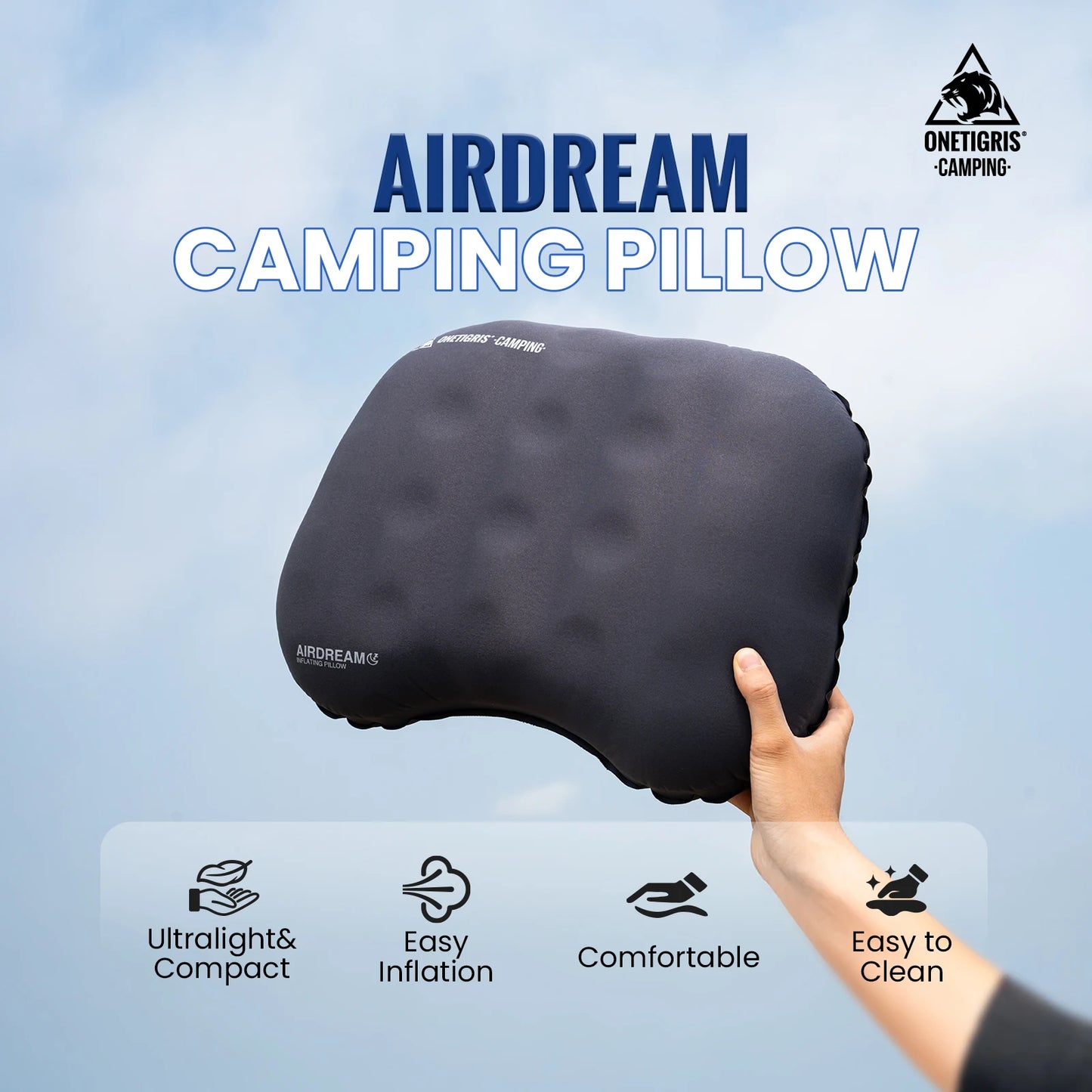 OneTigris Airdream Camping Pillow Portable Ultralight Inflatable Sleeping Neck Pillows for Travel Backpacking Hiking Flight