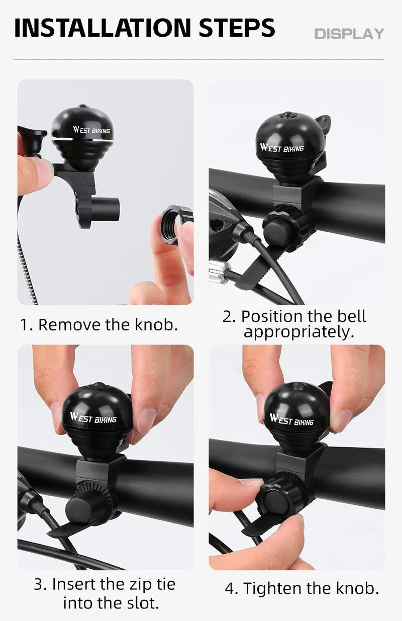 WEST BIKING Bicycle Vintage Ring Clear Sound MTB Road Bike Retro Bell Cycling Safety Warning Horn Bike Accessories Classic Bell