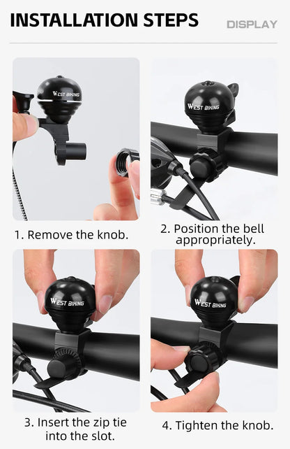 WEST BIKING Bicycle Vintage Ring Clear Sound MTB Road Bike Retro Bell Cycling Safety Warning Horn Bike Accessories Classic Bell