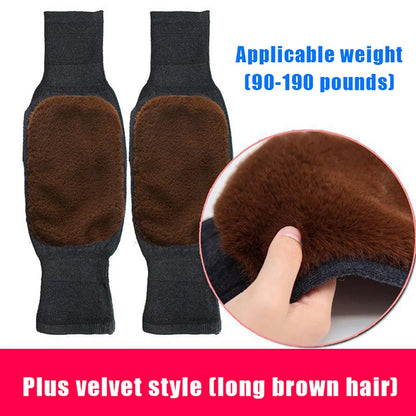 1 Pair Winter Warm Knee Pads Thickened Rabbit Fur Leg Warmer Pads Band Non-Slip Cold-proof Velvet Arthritis Knee Brace Pad