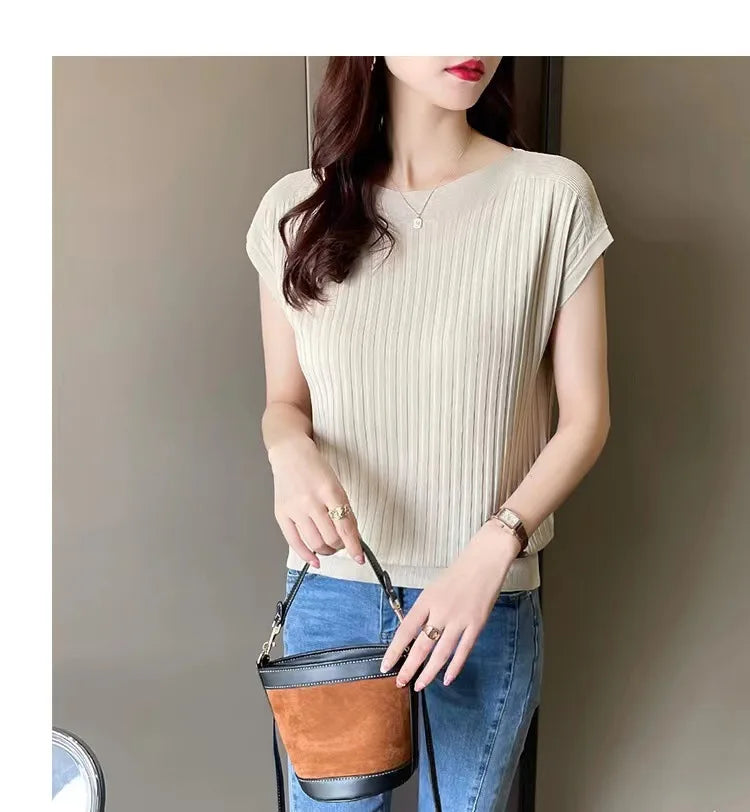 Blusas Mujer De Moda 2025Verano Short Sleeve Knitted Tops Sweater Women Pullovers Sweaters For Women Woman Sweaters Blusa