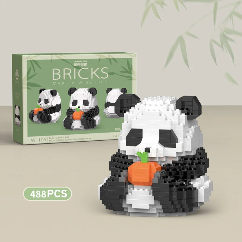 Creative DIY Assemable Animal Cute MINI Chinese Style Animal Panda Building Block Educational Boy Toys For Children Model Bricks