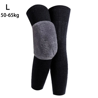 New Plus Velvet Winter Knee Pads Universal Windproof Coldproof Warm Knee Sleeve Thickened Elastic Leg Sleeves Unisex
