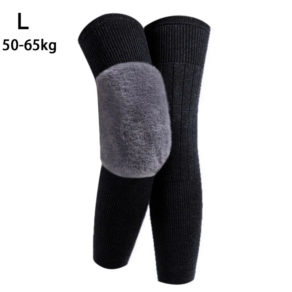 New Plus Velvet Winter Knee Pads Universal Windproof Coldproof Warm Knee Sleeve Thickened Elastic Leg Sleeves Unisex