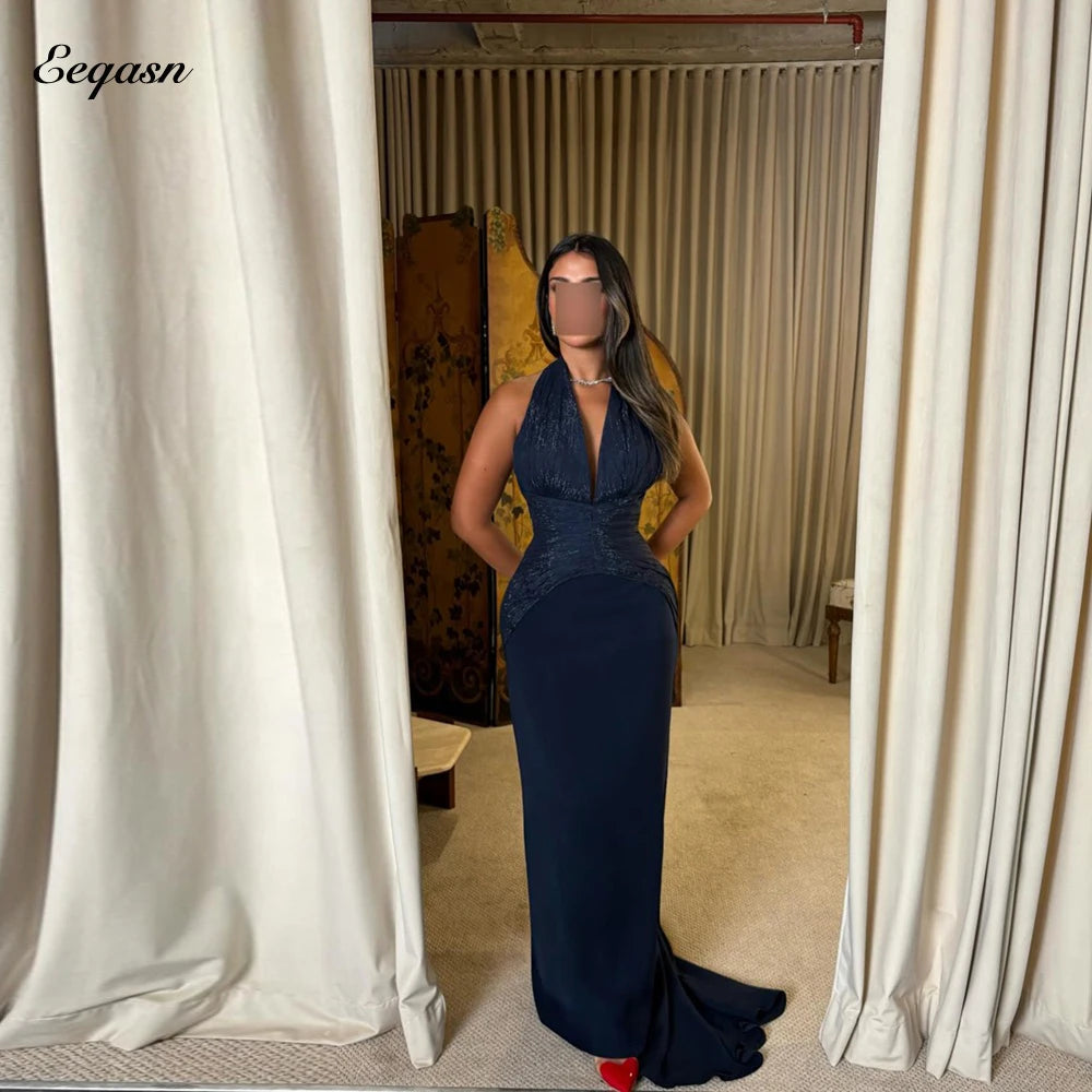 Vestidos De Fiesta Prom  فساتين سهرة Womens Dress for Special Occasions Customized Navy Blue Evening Dresses Luxury