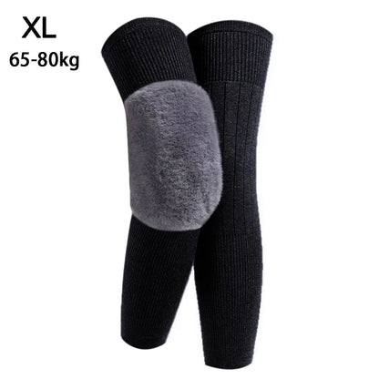 New Plus Velvet Winter Knee Pads Universal Windproof Coldproof Warm Knee Sleeve Thickened Elastic Leg Sleeves Unisex