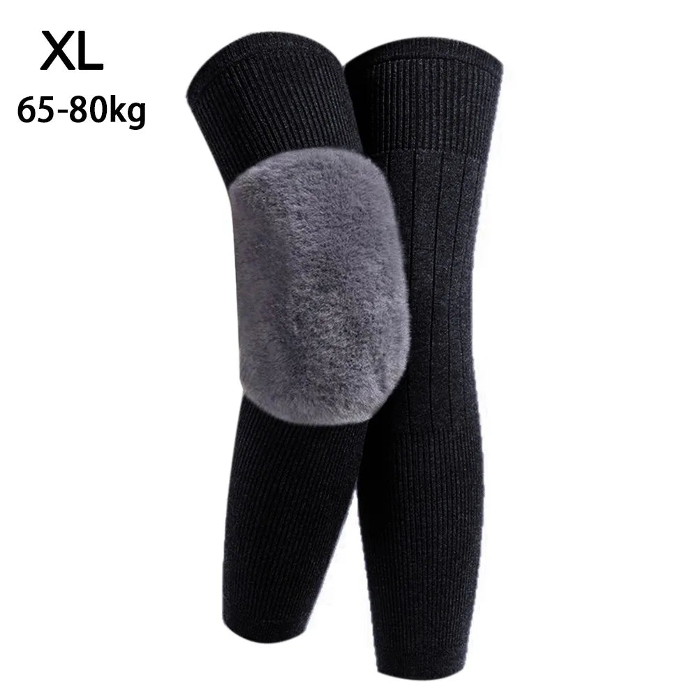New Plus Velvet Winter Knee Pads Universal Windproof Coldproof Warm Knee Sleeve Thickened Elastic Leg Sleeves Unisex