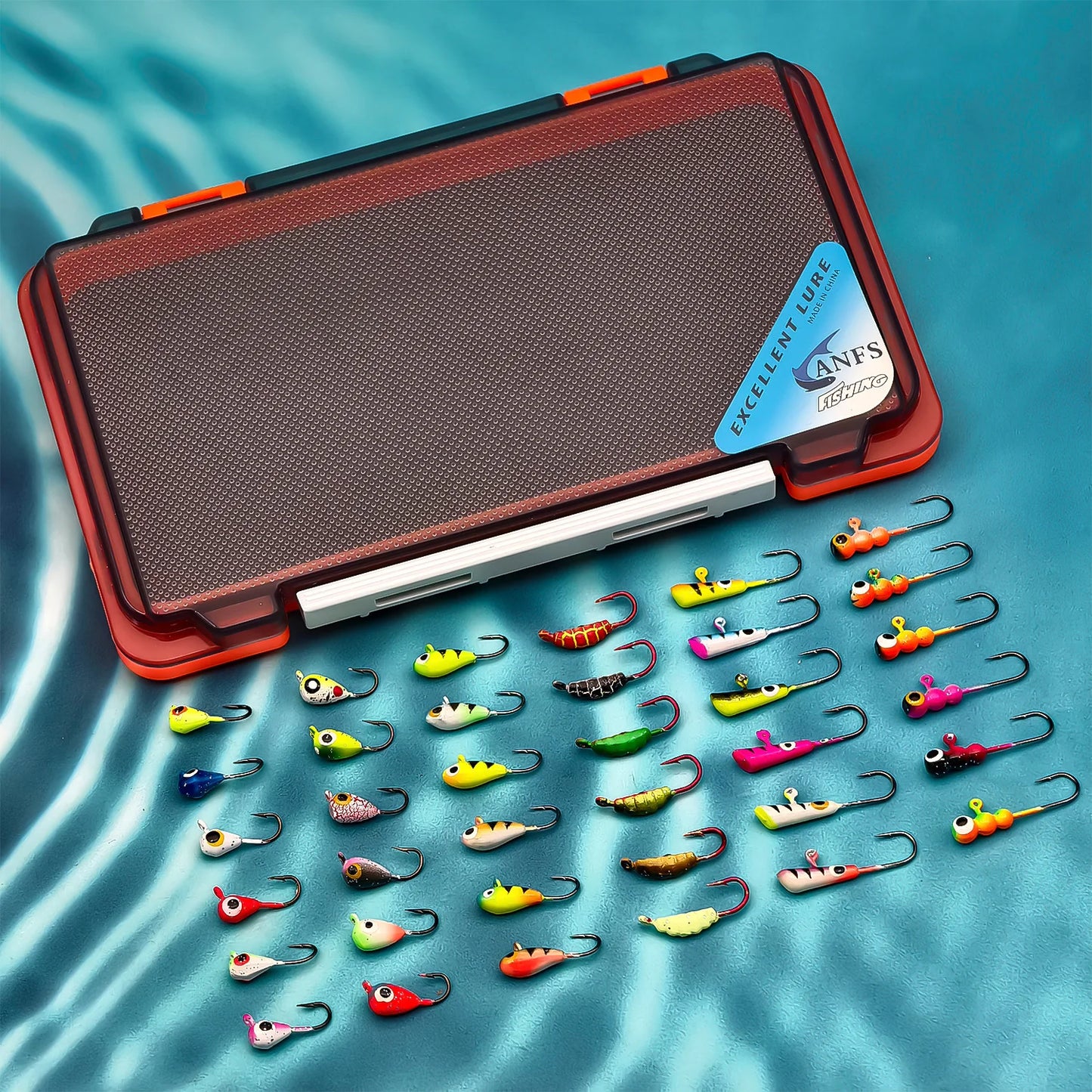 ANFS Ice Fishing Jigs Kit Ice Fishing Lures for Walleye Perch Jigs Heads for Ice Fishing Tackle Panfish Crappie Jigs 36pcs