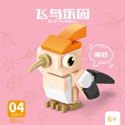 10in1 Cute Animals Bird Paradise Crow Parrot Peacock Eagle Flamingo Building Blocks Kit Girl Bricks Model Kids Toy Children