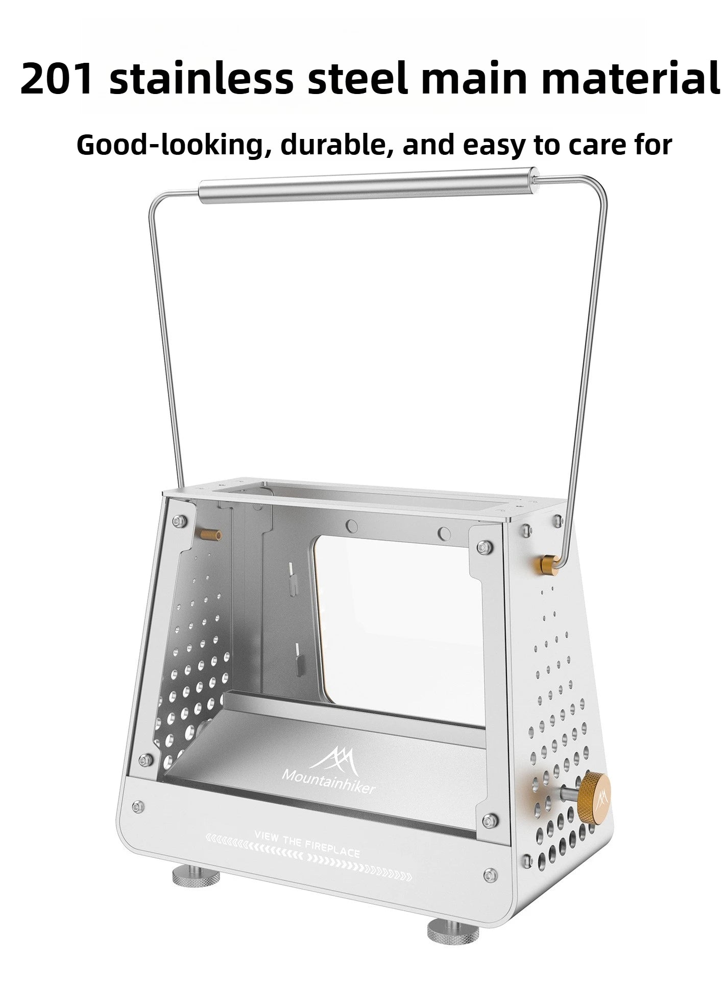 MOUNTAINHIKER Outdoor Camping Portable Burning Platform Stainless Steel Mini Firewood Stove Lightweight Small Observation Stove