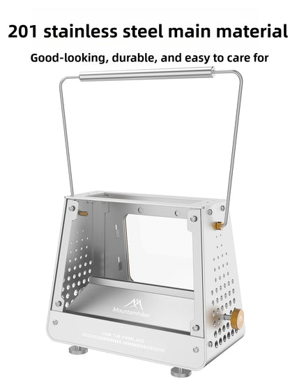 MOUNTAINHIKER Outdoor Camping Portable Burning Platform Stainless Steel Mini Firewood Stove Lightweight Small Observation Stove