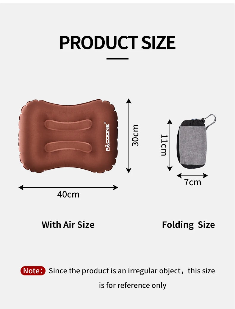 PACOONE Portable Inflatable Pillow Camping Equipment Compressible Folding Air Cushion Outdoor Protective Tourism Sleeping Gear