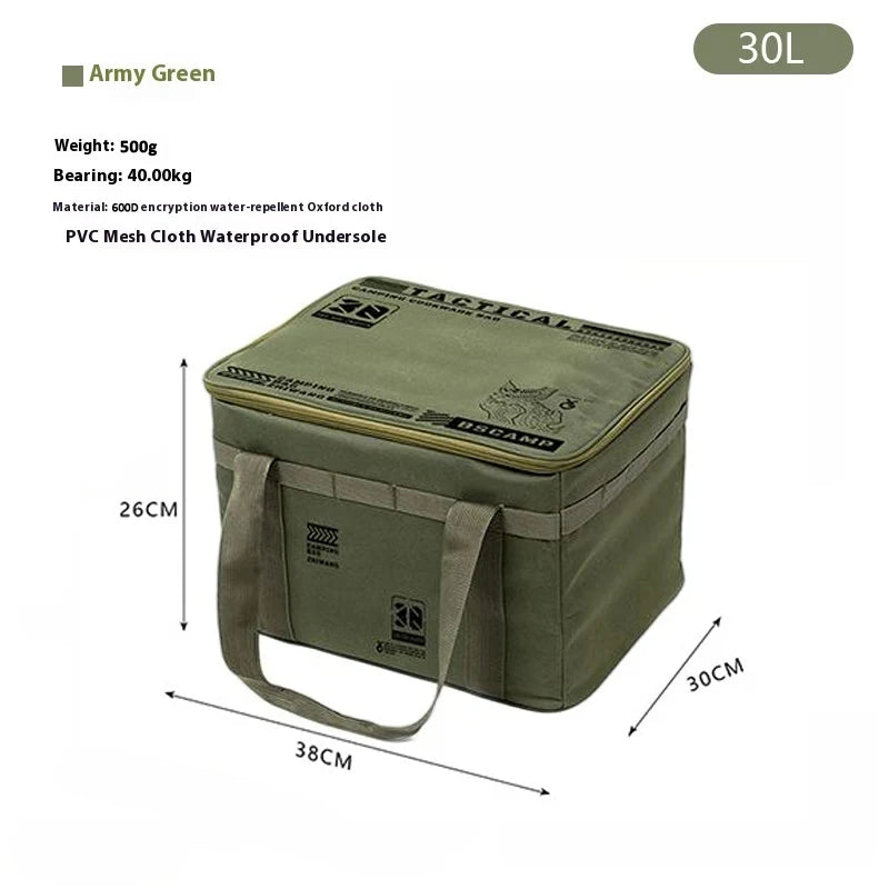 30-42L Waterproof Tactical Camping Storage Bag Insulated Folding Box Outdoor Gear Organizer for Picnic Tableware Field Equipment