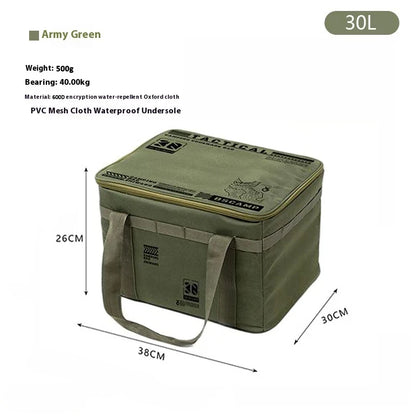 30-42L Waterproof Tactical Camping Storage Bag Insulated Folding Box Outdoor Gear Organizer for Picnic Tableware Field Equipment
