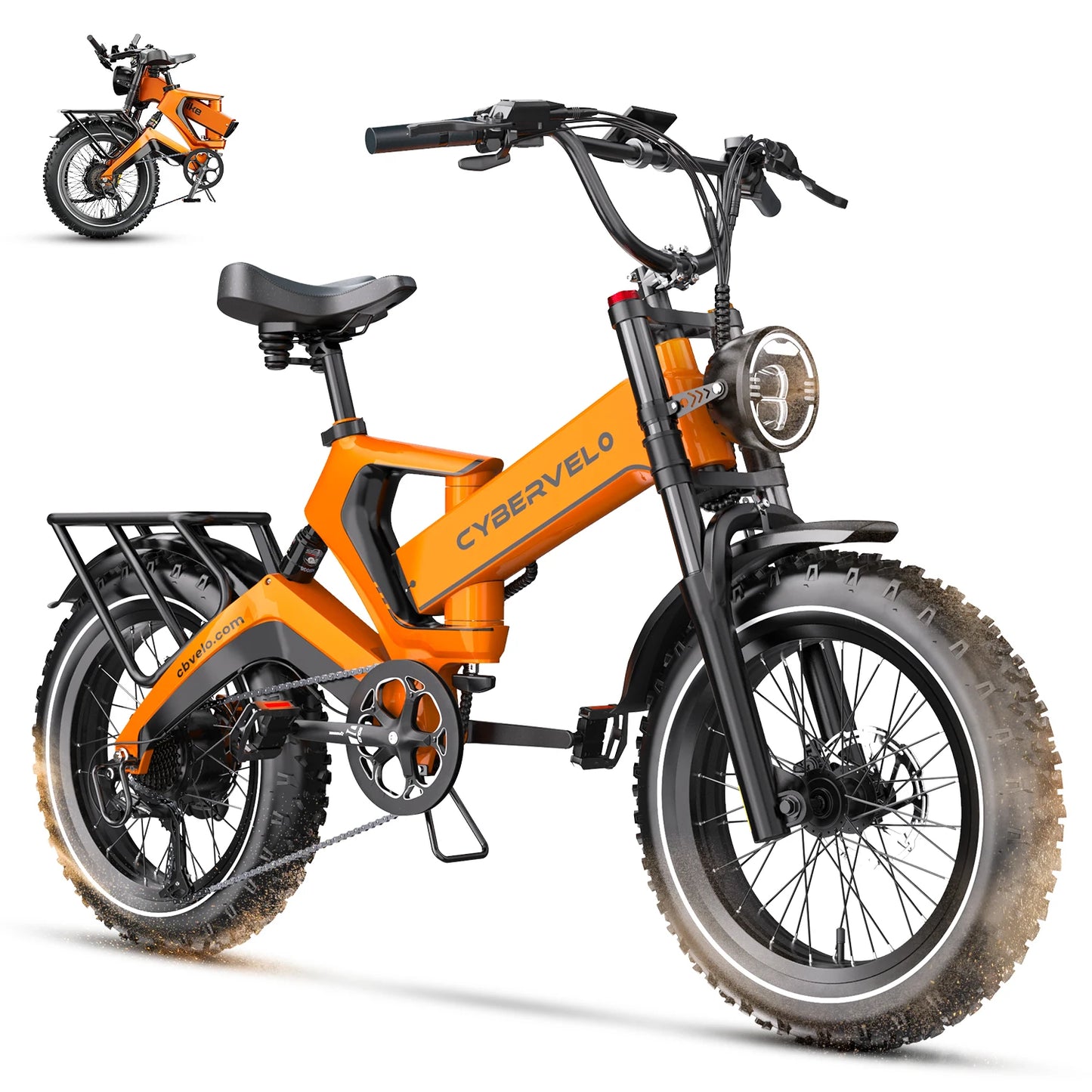 Cybervelo EK6 Peak 2000W 20"x4.0” Fat Tire Folding Electric Bike, 35MPH 100Miles ,48V 25Ah Build-in Battery, Foldable Ebike