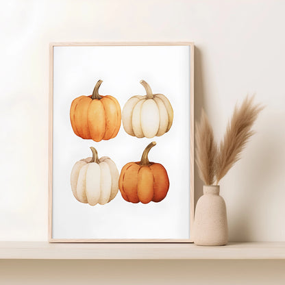 Autumn Leaves Pumpkins Print Poster Fall Home Bedroom Living Room Decor Autumn Vibes Decor Canvas Painitng Thanksgiving Gift