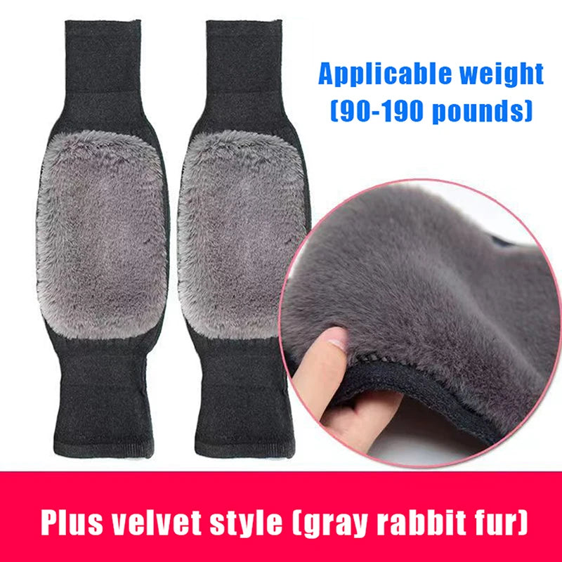 1 Pair Winter Warm Knee Pads Thickened Rabbit Fur Leg Warmer Pads Band Non-Slip Cold-proof Velvet Arthritis Knee Brace Pad