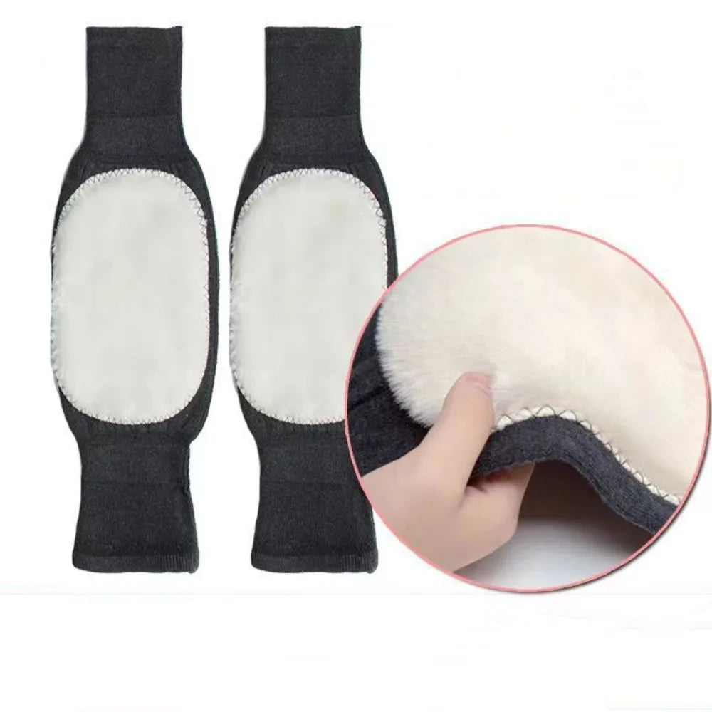 1 Pair Winter Warm Knee Pads Thickened Rabbit Fur Leg Warmer Pads Band Non-Slip Cold-proof Velvet Arthritis Knee Brace Pad