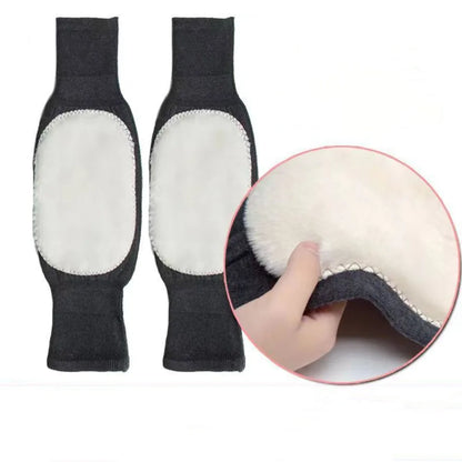 1 Pair Winter Warm Knee Pads Thickened Rabbit Fur Leg Warmer Pads Band Non-Slip Cold-proof Velvet Arthritis Knee Brace Pad