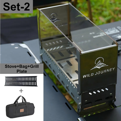 SmiloDon Camping Folding Brazier IGT Half-Unit Bonfire Stove Desktop Campfire Furance Windproof Firewood Stove Outdoor Heater