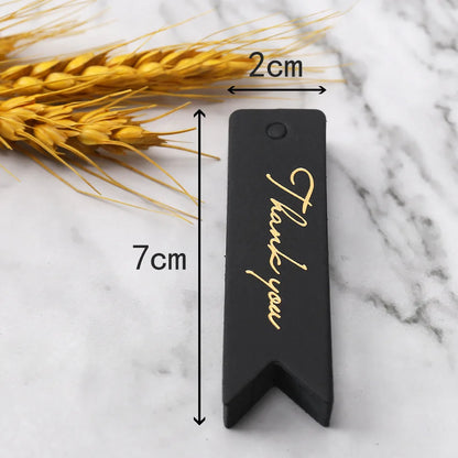 Gift Tags Thank You Cards 50pcs 7x2cm White Kraft Black Red Paper Labels Wedding Birthday Christmas Party Packaging Supplies