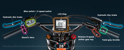 Cybervelo EK6 Peak 2000W 20"x4.0” Fat Tire Folding Electric Bike, 35MPH 100Miles ,48V 25Ah Build-in Battery, Foldable Ebike