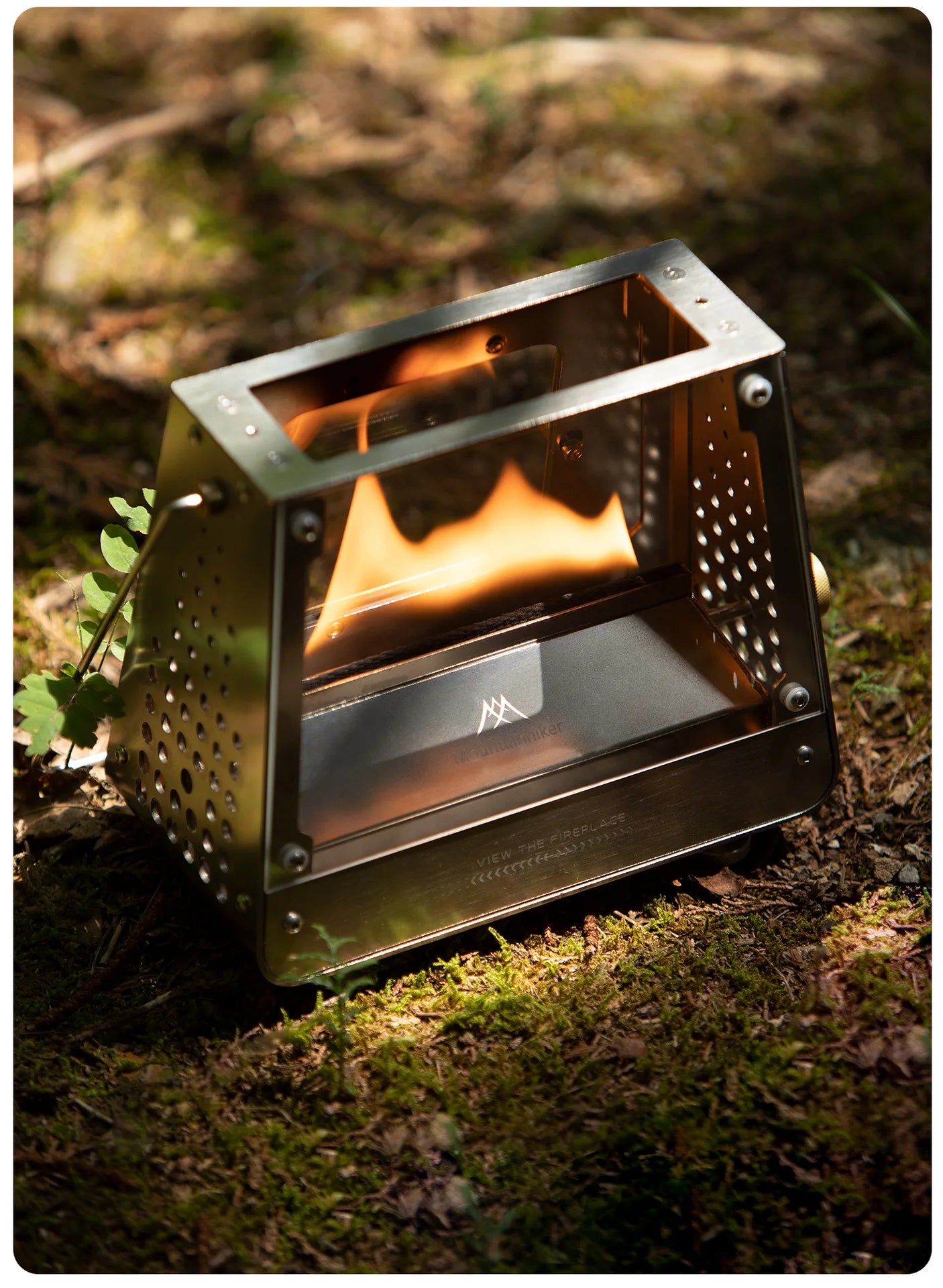 MOUNTAINHIKER Outdoor Camping Portable Burning Platform Stainless Steel Mini Firewood Stove Lightweight Small Observation Stove