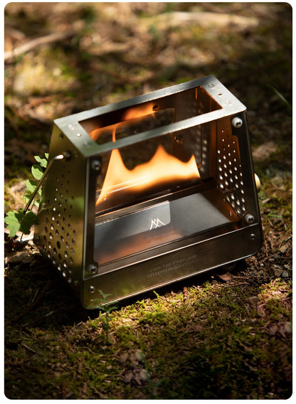 MOUNTAINHIKER Outdoor Camping Portable Burning Platform Stainless Steel Mini Firewood Stove Lightweight Small Observation Stove