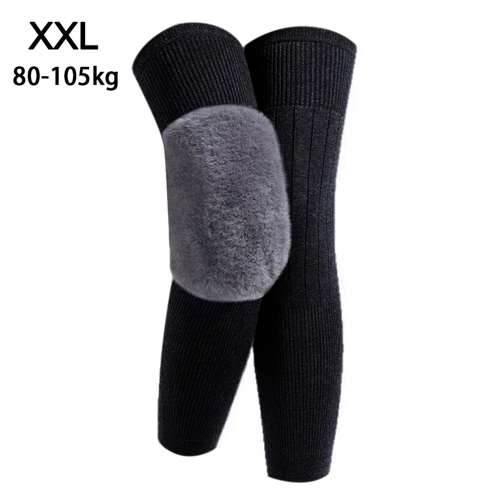 New Plus Velvet Winter Knee Pads Universal Windproof Coldproof Warm Knee Sleeve Thickened Elastic Leg Sleeves Unisex