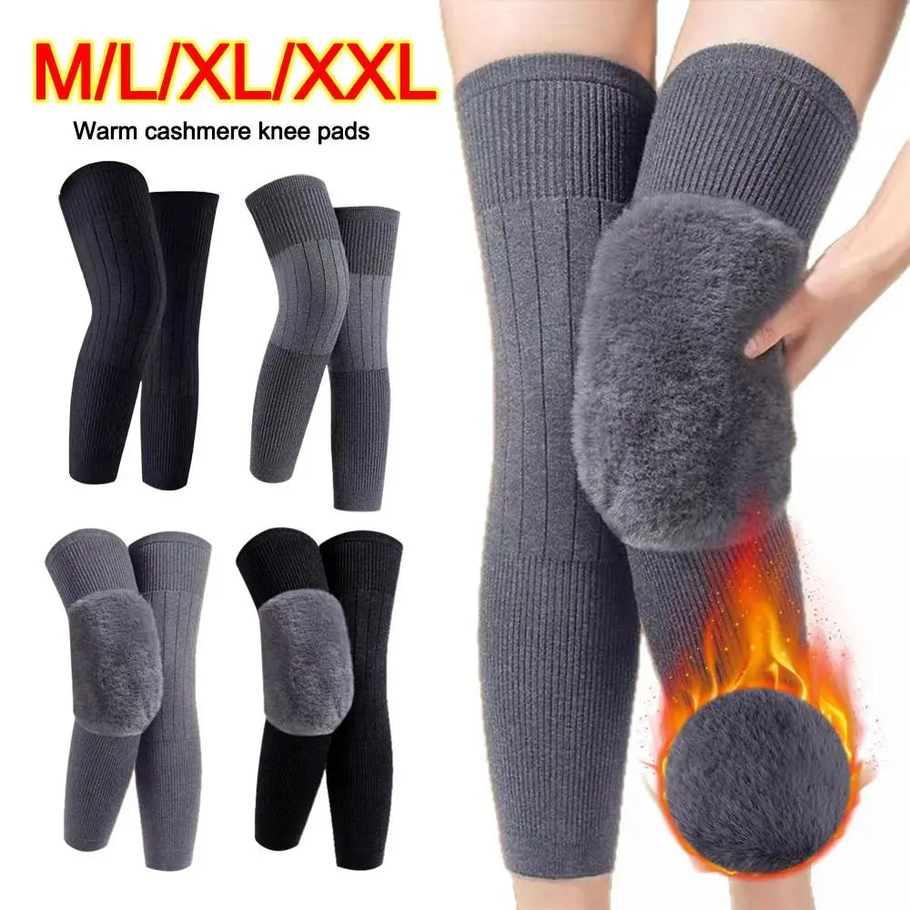 New Plus Velvet Winter Knee Pads Universal Windproof Coldproof Warm Knee Sleeve Thickened Elastic Leg Sleeves Unisex