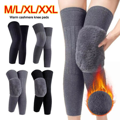 New Plus Velvet Winter Knee Pads Universal Windproof Coldproof Warm Knee Sleeve Thickened Elastic Leg Sleeves Unisex