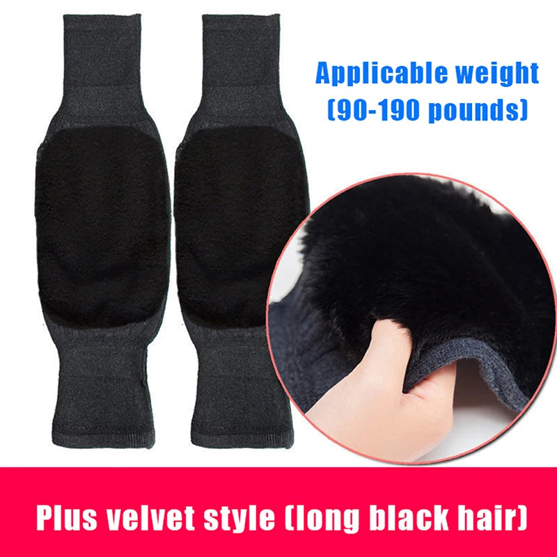 1 Pair Winter Warm Knee Pads Thickened Rabbit Fur Leg Warmer Pads Band Non-Slip Cold-proof Velvet Arthritis Knee Brace Pad
