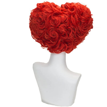 Synthetic 10inch Curly Heart Shape Alice Red Queen Cosplay Women Costume Wig for Halloween Christmas School Thanksgiving Day